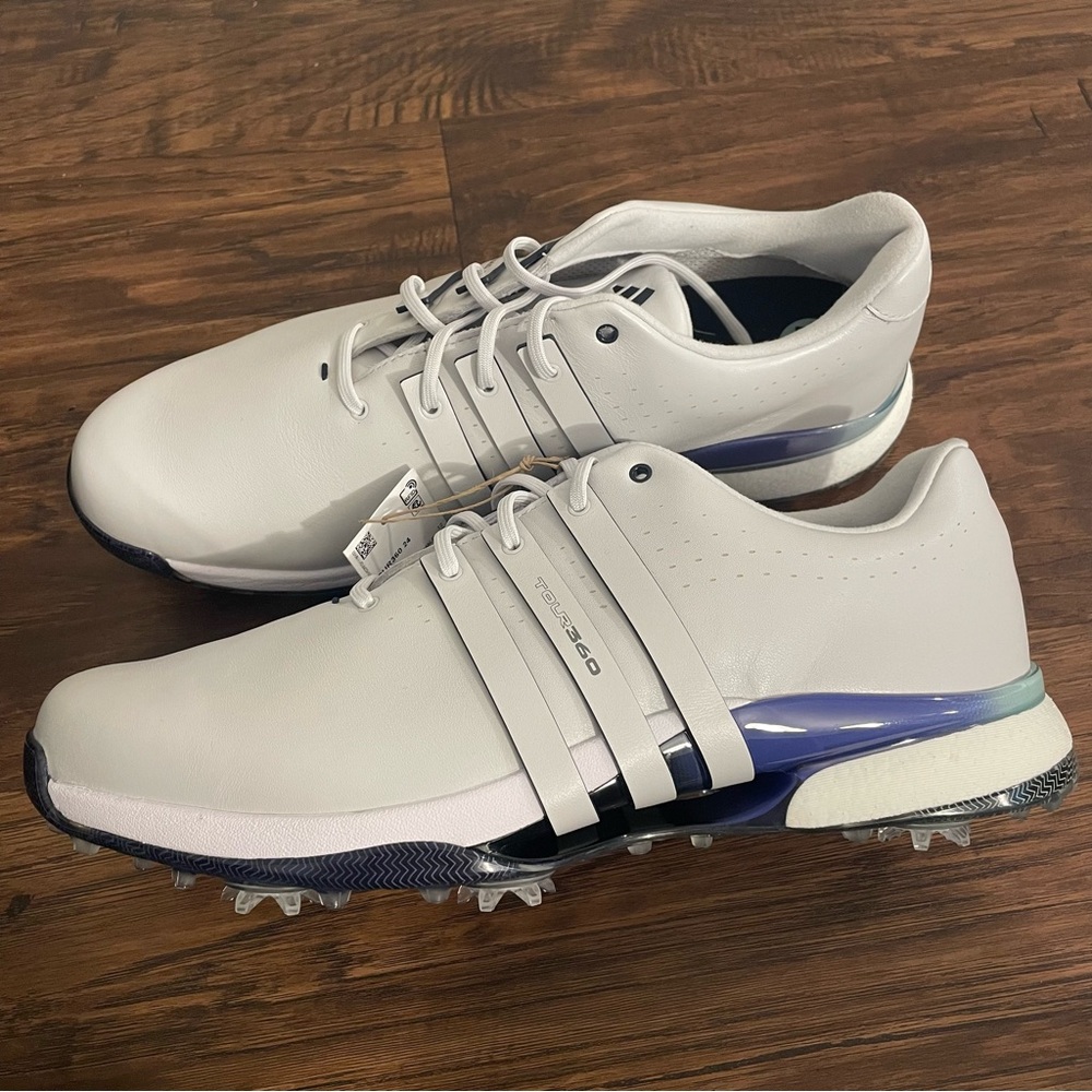 Adidas Tour360 24 Leather Golf Shoes Gray/Ink IH5170 Men's Size 12D